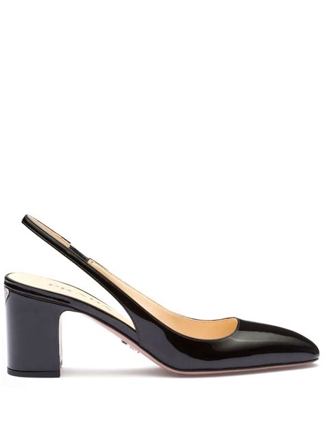 prada patent logo loafer pumps|Black Patent Leather Slingback Pumps .